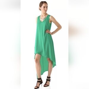 BCBG MAXARIA Avery Dress Emerald Hi-lo Midi sleeveless Size XSmall